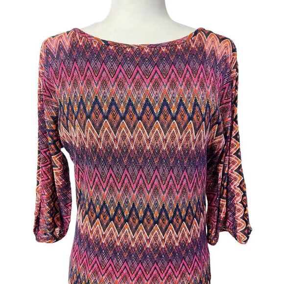 TRINA TURK NWT Small Pura Vida Zig Zag Multicolor Sheath Dress Cold Shoulder - Picture 4 of 11